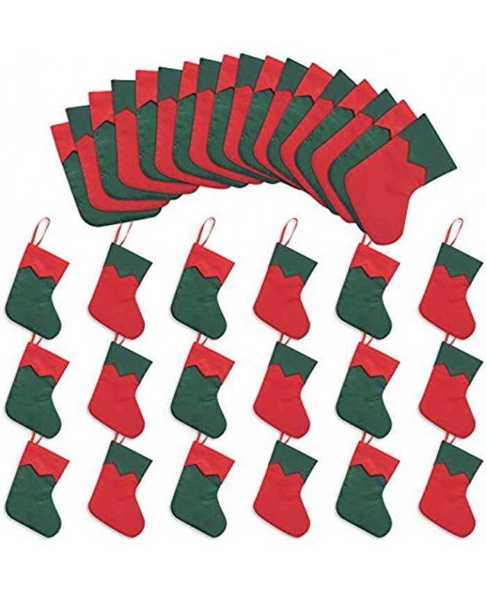 Ivenf Christmas Mini Stockings 36 Pcs 7 inches Red Green Twill Stockings Gift Card Silverware Holders Bulk Treats for Neighbors Coworkers Kids Small Rustic Red Xmas Tree Decorations Set