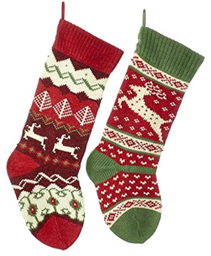 Kurt Adler 20-inch Knit Reindeer Stockings 2 Assorted