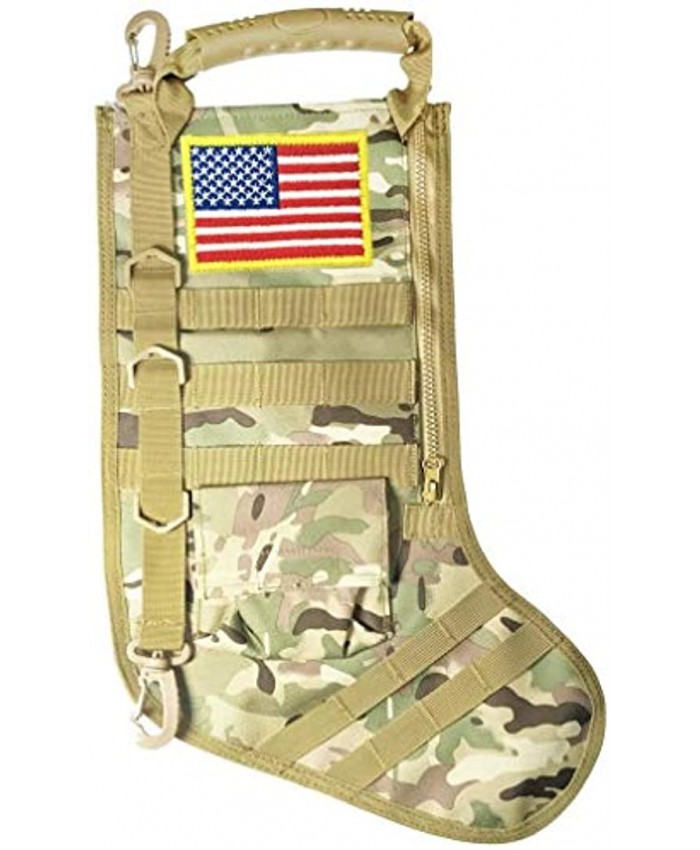 SPEED TRACK Tactical Christmas Xmas Stocking W Handle Perfect Mantel Decoration Gift for Veterans Military Patriotic and Outdoorsy People CP Camouflage