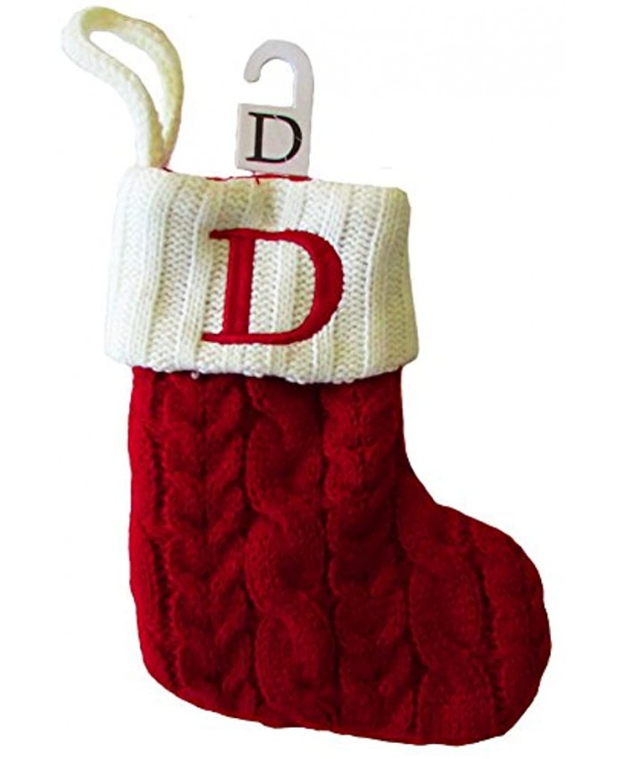 St. Nicholas Square Mini Cable Knit Stocking-Letter D Mini 7"