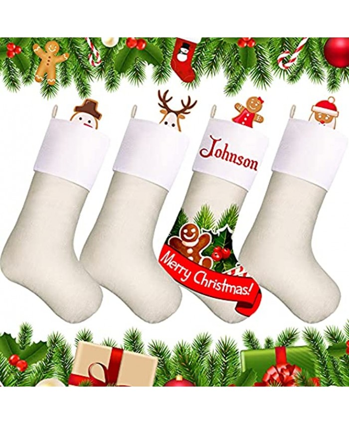 Tatuo Sublimation Christmas Burlap Stockings Christmas Stockings Fireplace Hanging Stockings for Decoration Fireplace Hanging Ornaments Holiday Decorations Simple Style,4 Pieces