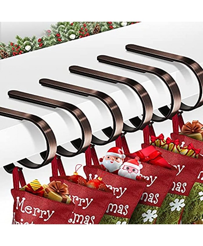 Christmas Stocking Holder for Mantle Set of 6 Non-Slip Adjustable Stocking Holders Stocking Hanger for Christmas Party Decorations Coffee