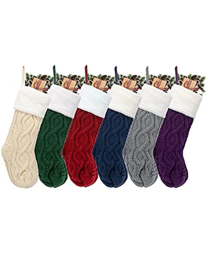 GEX 16” Knit Christmas Stockings Classic Unique for Family Decor Hanging Ornament for Xmas Holiday Party Decorations Gift Set of 6