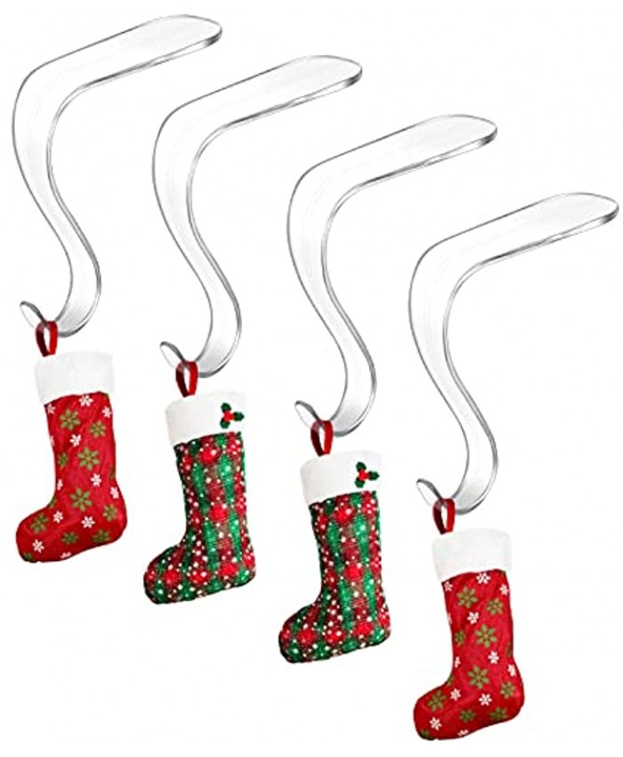 Jetec Christmas Stocking Holders Acrylic Stocking Hangers for Mantel Transparent Stocking Hangers Non Slip Fireplace Stockings Holders Clear Stocking Holder Hooks for Party Xmas Decor 4 Pieces