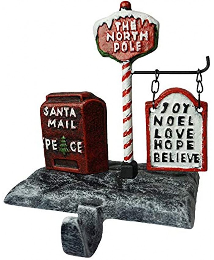 Lulu Decor 100% Cast Iron Santa North Pole Mail Box Stocking Holder Strong Sturdy Hook with Nice Christmas Colors Measures 8 x 4 x 6 inches Weighs 2 lb 12.5 oz