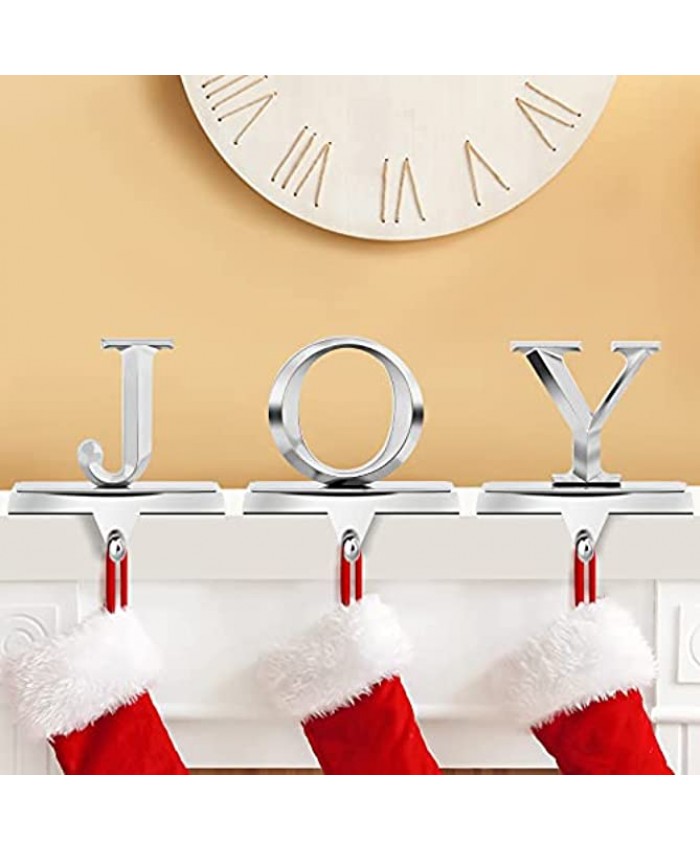 MCEAST Pack of 3 Christmas Stocking Holders Metal Mantel Stocking Clips Fireplace Stocking Hangers for Christams Decoration Silver
