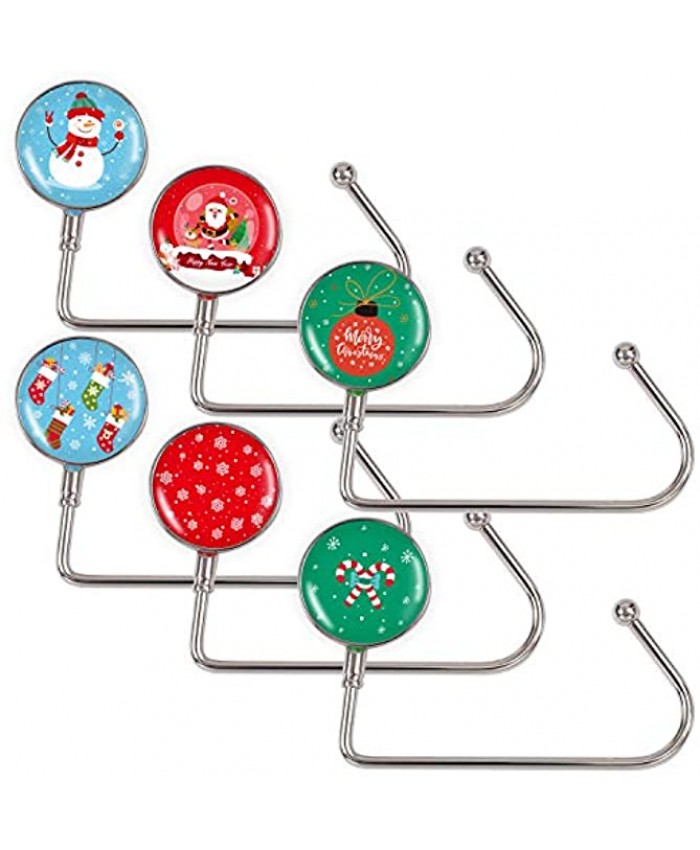URATOT 6 Pieces Christmas Stocking Holder Christmas Pattern Metal Hook Hanger Stocking Clip Hanging Grip for Christmas Party Decoration Silver