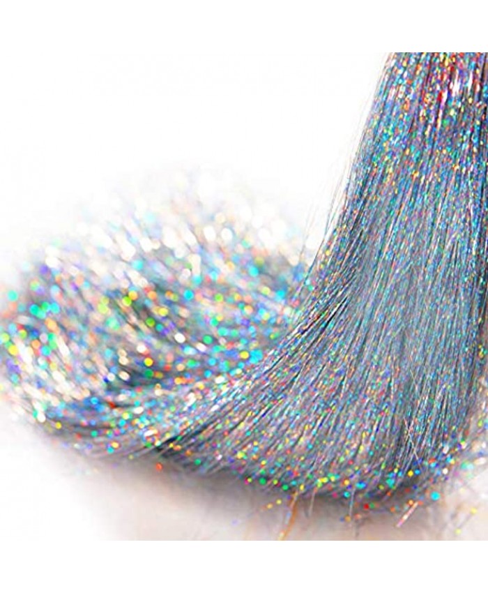 10000 Strands Tinsel Icicles Iridescent Tinsel Foil Fringe Garland for Christmas Xmas Tree Decorations Graduation Party Supplies Holiday Hair Decor Silver