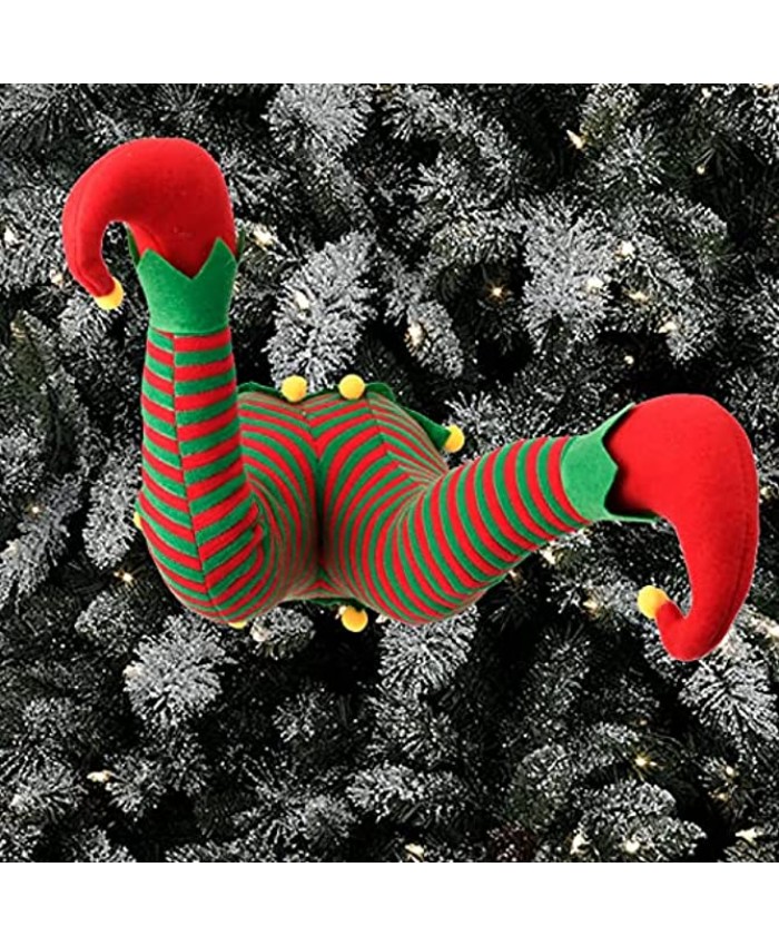 20" Large Elf Legs for Chistmas Decorations Stuffed Elf Legs Stuck in Christmas Tree Christmas Ornament for Fireplace Party Decoration Green Pack of 1