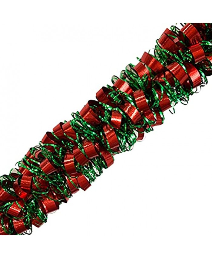 Brite Star 12ft Curly Tinsel Embossed Red Green