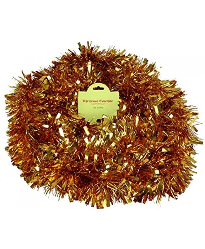 Christmas Concepts 3m 9.8ft Chunky Fine Christmas Tinsel Garland Christmas Decoration Tinsel Garland Copper