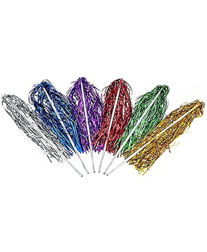 The Dreidel Company Tinsel Shaker Wand 18” Party Favor with Tinsel Streamers Party Decorations and Supplies 12-Pack