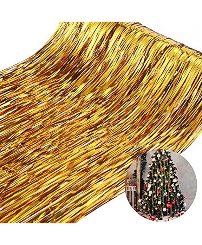 WILLBOND 4000 Strands Christmas Tree Tinsel Icicles Christmas Foil Fringe Strands Foil Fringe Icicle for Christmas Home Decorations Basket Filler Graduation Present Supplies Gold