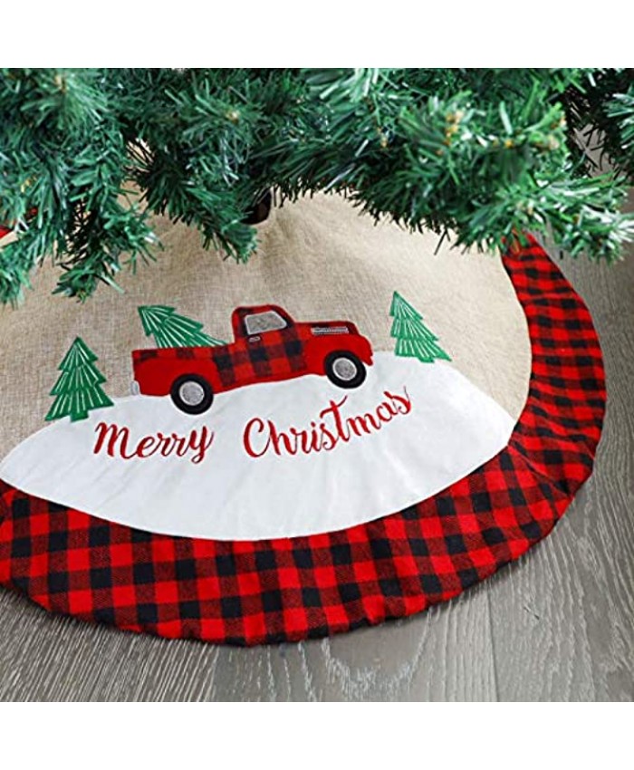 Juegoal Christmas 32 Inches Burlap Tree Skirt Soft Christmas Tree Mat for Xmas Party Decoration Christmas Tree Holiday Décor
