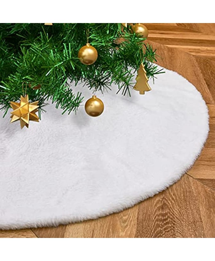 White Christmas Tree Skirt 24 inch Faux Fur Tree Skirt Small Xmas Tree Skirt Christmas Decorations