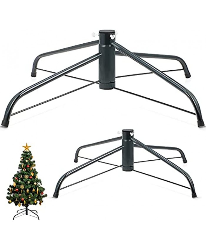 2 Pieces Christmas Tree Stand 24 Inch and 16 Inch Christmas Tree Stand Dark Green Christmas Tree Folding Stand for Artificial Christmas Tree 6.5 to 8 Feet Live Trees Hold Standing Home and Party Decor