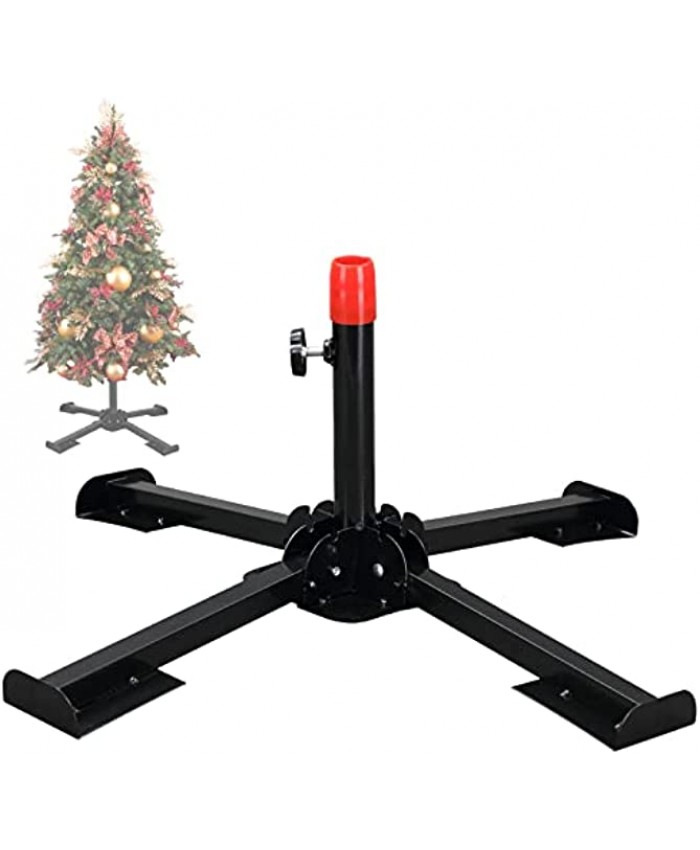 FLY HAWK Christmas Tree Stand 1” Foldable Artificial Christmas Tree Metal Ornament Holder Universal Model Adjustable ，Umbrella Stand Artificial Christmas Tree for Pine SprucePoplar Black