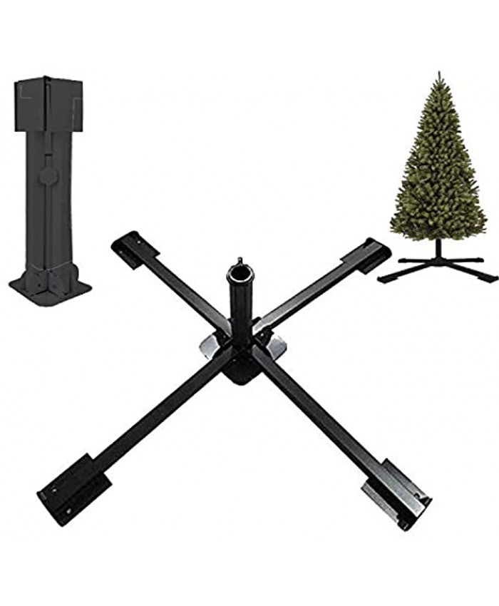GLORYA Christmas Tree Stand Heavy Duty Artificial Christmas Tree Base for Fake Trees Less Than 1.25" in Diameter Foldable Metal Universal Tree Stand for Xmas Tree Up to 80 Lbs Black