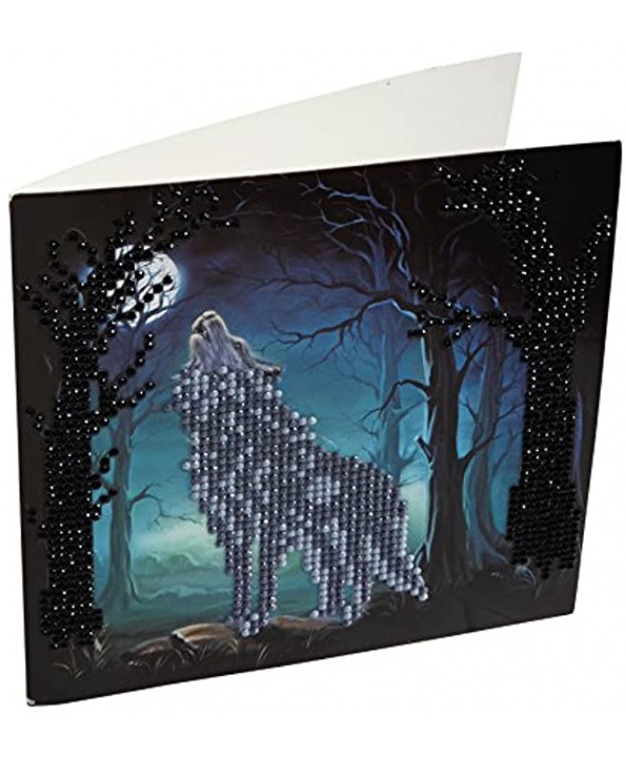 Howling Wolf Crystal Art Craft Greeting Card Kit 18 X 18 cm