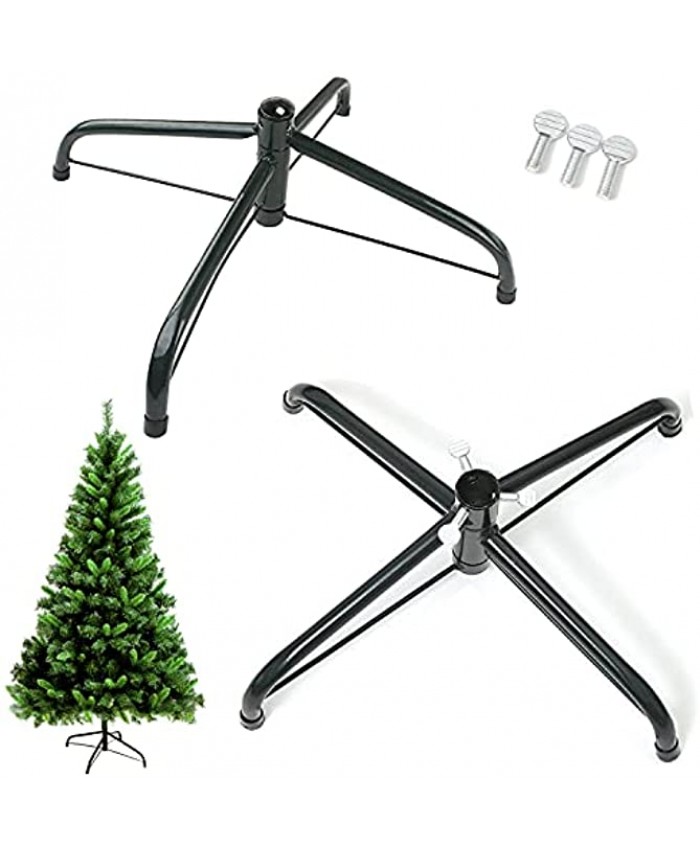 OBPSFY Christmas Tree Stand，4 Foot Base Xmas Tree Metal Holder， Fit 0.9 inch Pole Folding Stand for Artificial Trees2 Pack,14inch