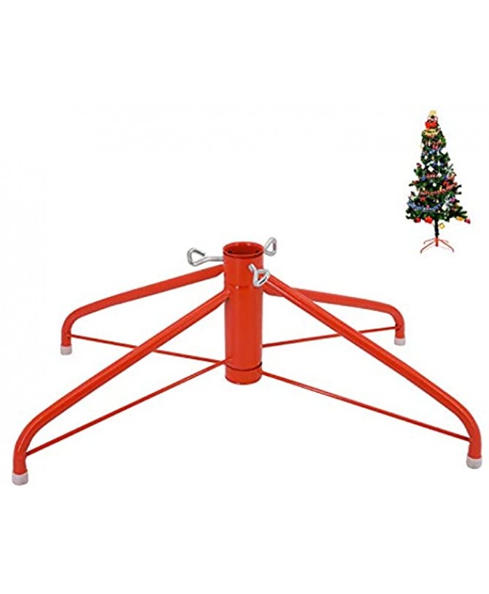 OVOV 19.7 Inch Christmas Tree Stand 4 Foot Base Iron Metal Bracket Rubber Pad with Thumb Screw Red