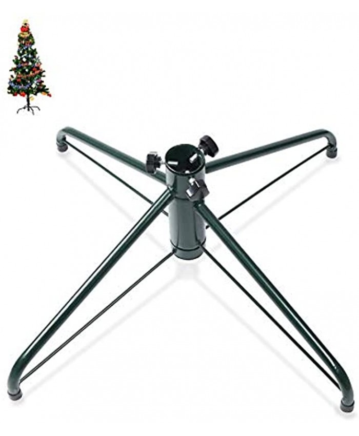 OVOV Christmas Tree Stand 4 Foot Base Iron Metal Bracket Rubber Pad with Thumb Screw Green 25.6"