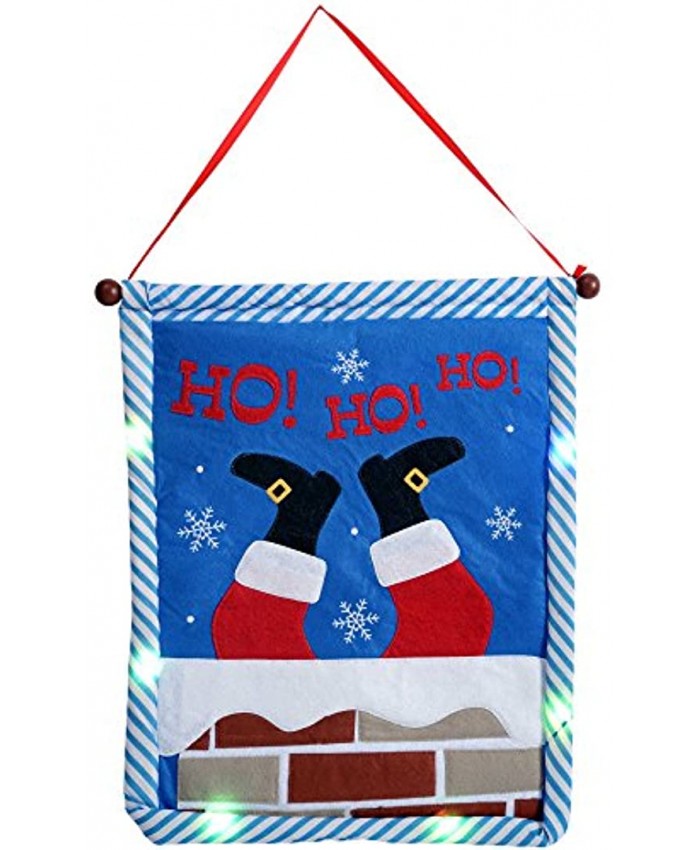 WeRChristmas Ho Hanging Christmas Decoration Flag with Colour Changing LED Lights-50cm 50 x 45 cm Multicolour