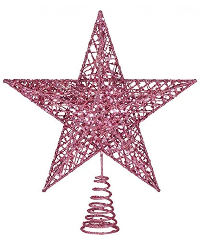 25cm CHRISTMAS Tree Iron Star Topper Glittering CHRISTMAS Tree Decoration Ornaments Pink