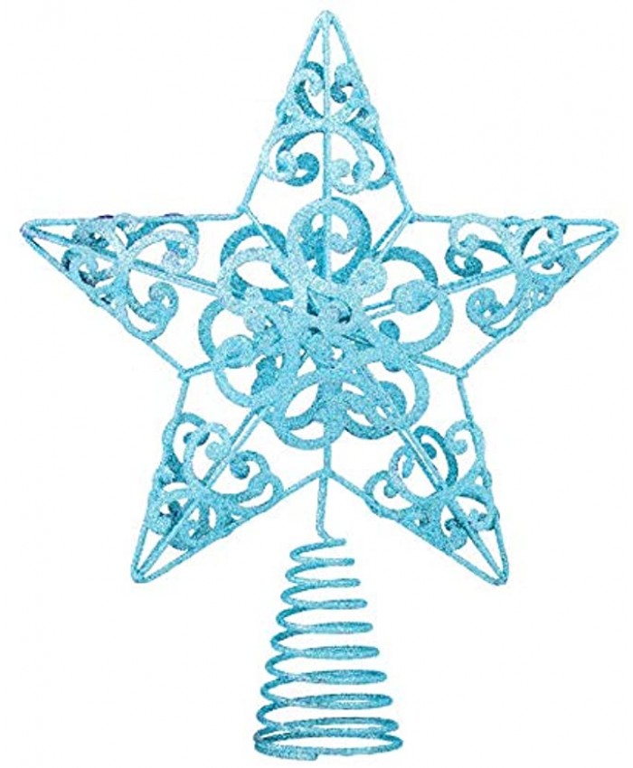URATOT Glitter Metal Christmas Tree Topper Hallow Wire Star Treetop Decoration with Sequins for Holiday Seasonal Christmas Tree Ornament