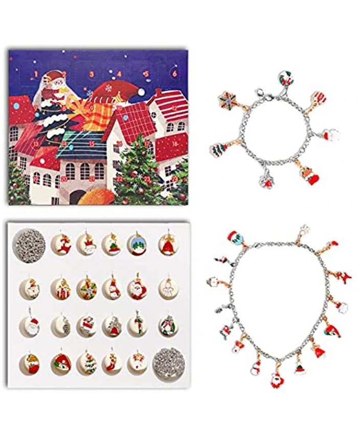 Advent Calendar 2021 Christmas Gifts for 5-10 Teen Girls Christmas Calendar Countdown for 24-Days Toys for 8-12 Girls Include 1 DIY Christmas Bracelet Making Kit And 1 Necklace Includes 22 Exquisite Jewelry Gifts
