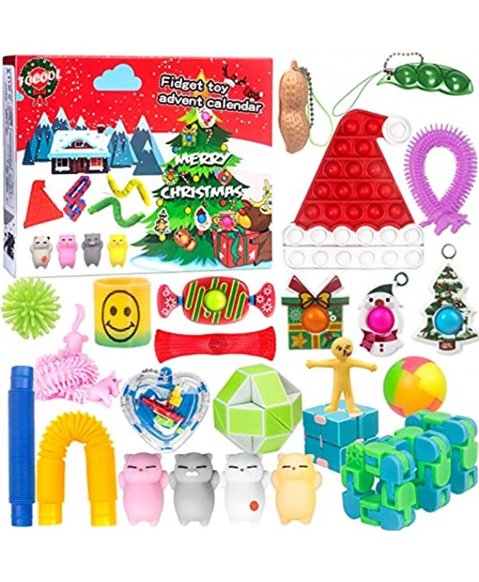 Advent Calendar 2021 Fidget Toys Pack 24 Days Christmas Holiday Countdown Calendar with 24pcs Surprises of Sensory Fidget Toys Perfect Gifts for Boys Girls Party Favor