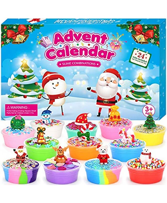 ELOVER 2021 Slime Advent Calendar Countdown to Christmas 24 Day Surprises for Kids Ages 3 and Up