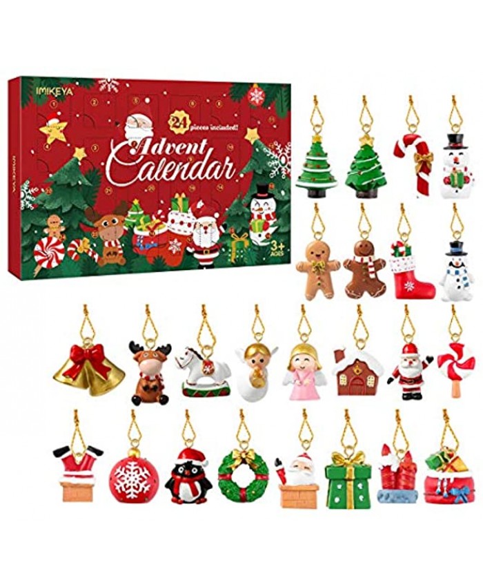 IMIKEYA Mini Christmas Ornaments Christmas Countdown Advent Calendar Ornaments Set of 24 Resin Christmas Ornaments Angel Santa Snowman Reindeer Small Miniature Christmas Tree Ornaments