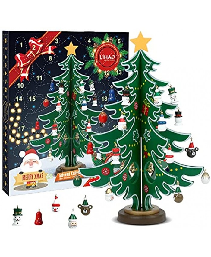 LIHAO Christmas Advent Calendar 2021 24 Days Countdown Christmas Tree Ornaments Surprise Advent Calendar Set with 24 Pcs Christmas Tree Ornaments Great for Kids
