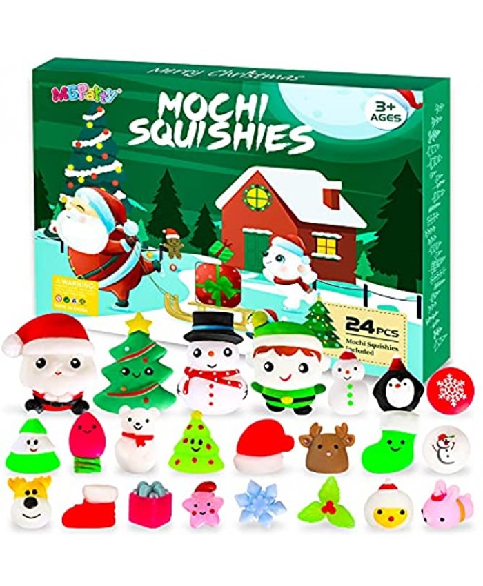 MGparty Christmas Advent Calendar 2021 24 Days of Cute Mochi Animals Squishies Toys Xmas Holiday Countdown Advent Calendars Toy for Kids Christmas Party Favor