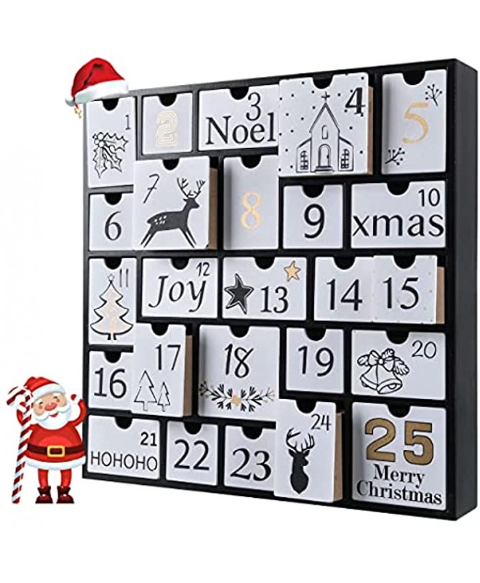 SUNGIFT Christmas Wooden Advent Calendar Boxes with 25 Drawers and Numbers to Fill 2021 DIY Countdown Advent Calendar Decoration Xmas Gift for Kids Adults Family Friends