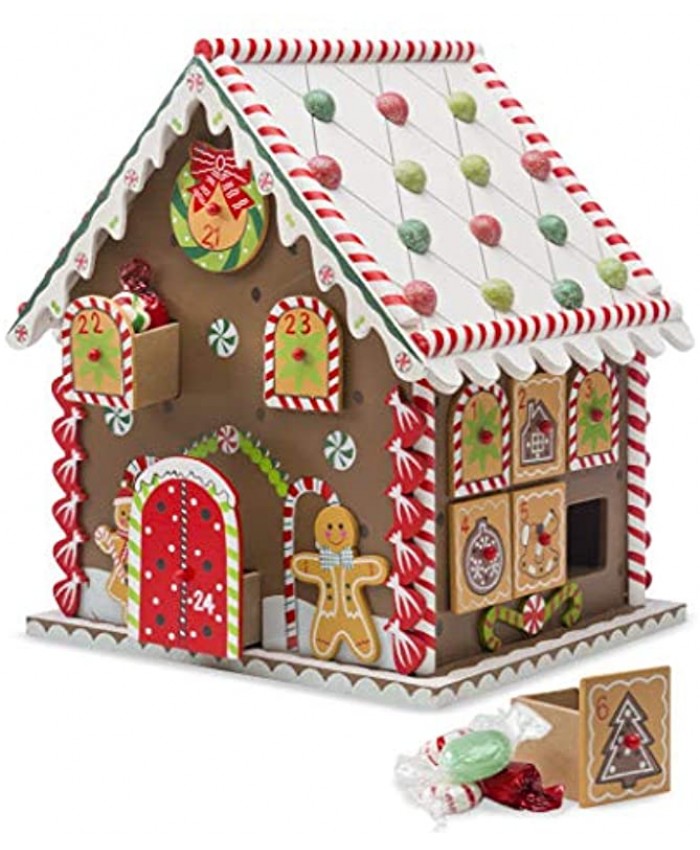 Wooden Gingerbread House Countdown to Christmas Advent Calendar 10.5 x 8 x 9.5 H