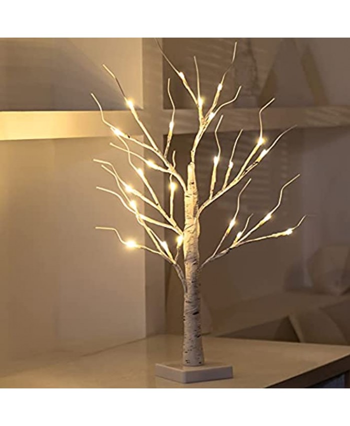 2FT24’’LED Birch Tree Lighted,Fairy Spirit Warm White Tabletop Light up Tree Lamp USB and Battery Powered Timer Artificial Branches Tree Decoration Home Party Festival Holiday1 PCS…