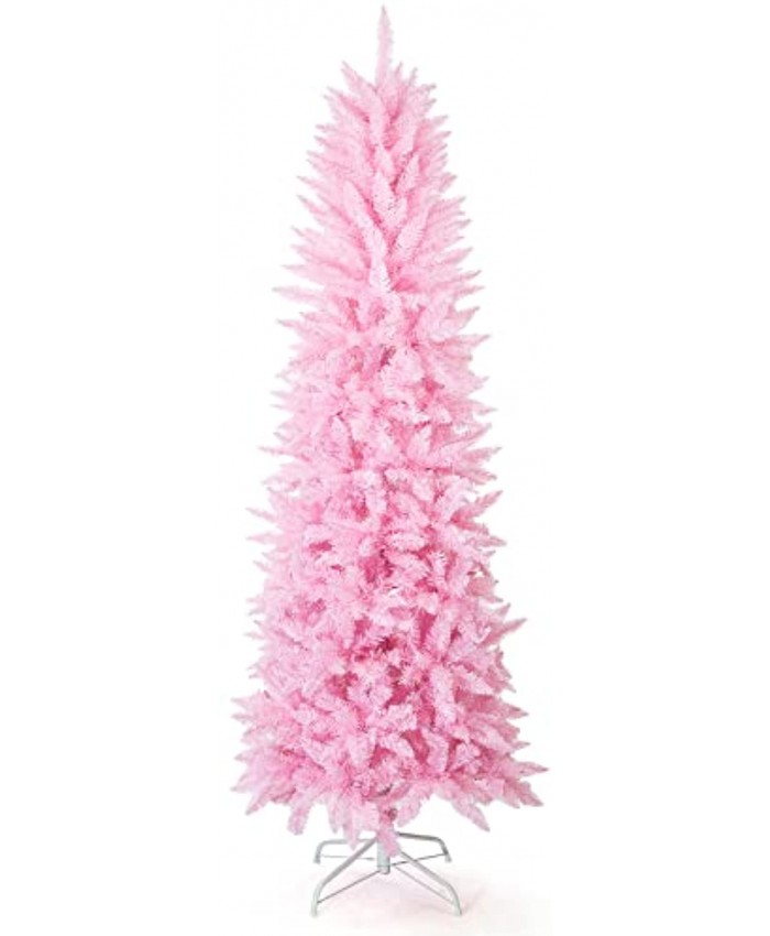 Artificial Christmas Trees,Collapsible Pink Pencil Tree with Metal Stand ,Suitable for Home Corner Apartment entryway 6 FT