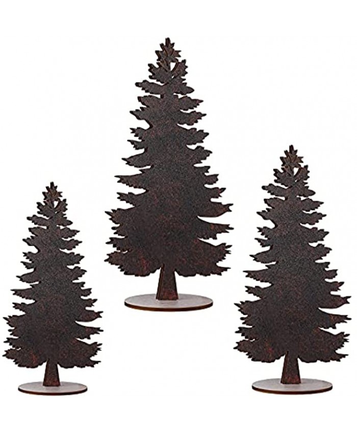 Blulu 3 Pieces Mini Christmas Tree Artificial Trees Wood Tabletop Decors Miniature Pine Trees Christmas Decorations with Wooden Base for Xmas Holiday Party Tabletop Decor