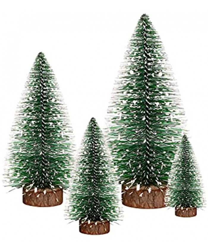 Desktop Miniature Pine Tree Vlorart 4PCS Small Pine Tree with Wooden Bases Mini Christmas Tree for Xmas Holiday Party Home Tabletop Tree Decor