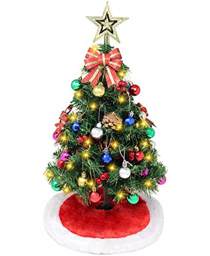 Joiedomi 24" Prelit Tabletop Christmas Tree with Tree Skirt and Decoration Kits 50-Count Lights pre-Lighted Artificial Mini Christmas Tree for Christmas Tabletop décor