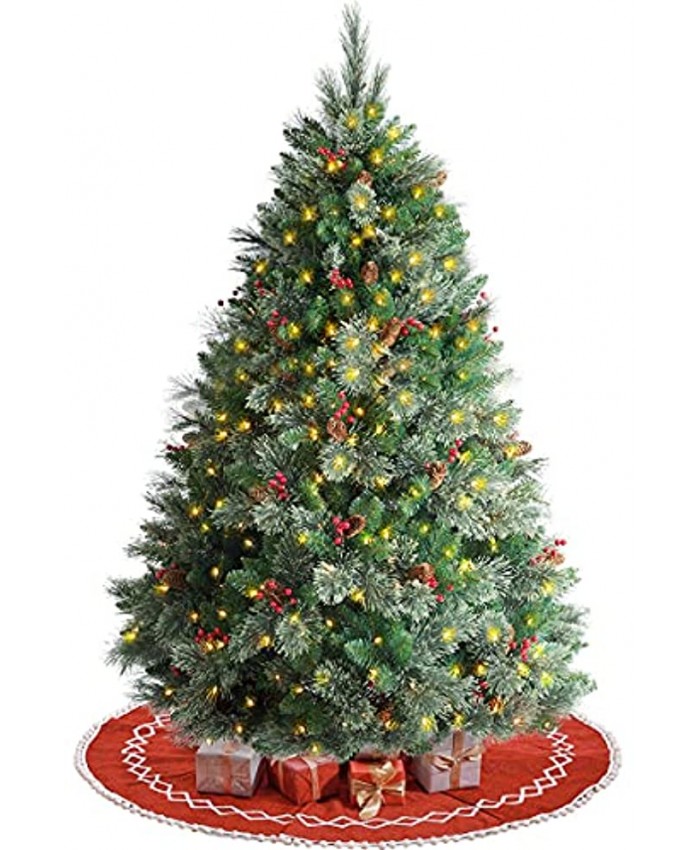 JOSTYLE 7.5FT Pre-Lit Christmas Tree Artificial Carolina Pine Tree with 600 UL-Certified LED Lights and 1750 Branch Tips for Indoor Outdoor Christmas Party Holiday Decoration