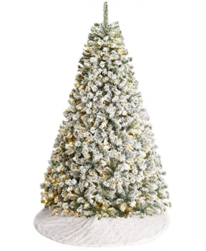 JOSTYLE 7FT Pre-Lit Snow Flocked Christmas Tree Artificial Christmas Tree with 400 UL-Certified LED Lights and 1120 Branch Tips for Indoor Outdoor Christmas Party Holiday Decoration