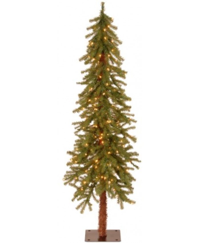National Tree Company lit Artificial Christmas Tree Includes Pre-strung White Lights and Stand Hickory Cedar Slim-5 ft