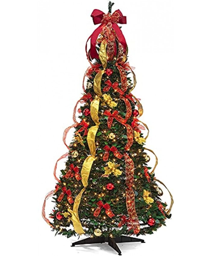 Prextex Fully Decorated Christmas Tree with Lights Prelit 6 Ft Pop Up Collapsible Out of Box Ready Minimal Assembly Needed Includes Holiday Decorations 350 Warm Lights Christmas Tree Stand