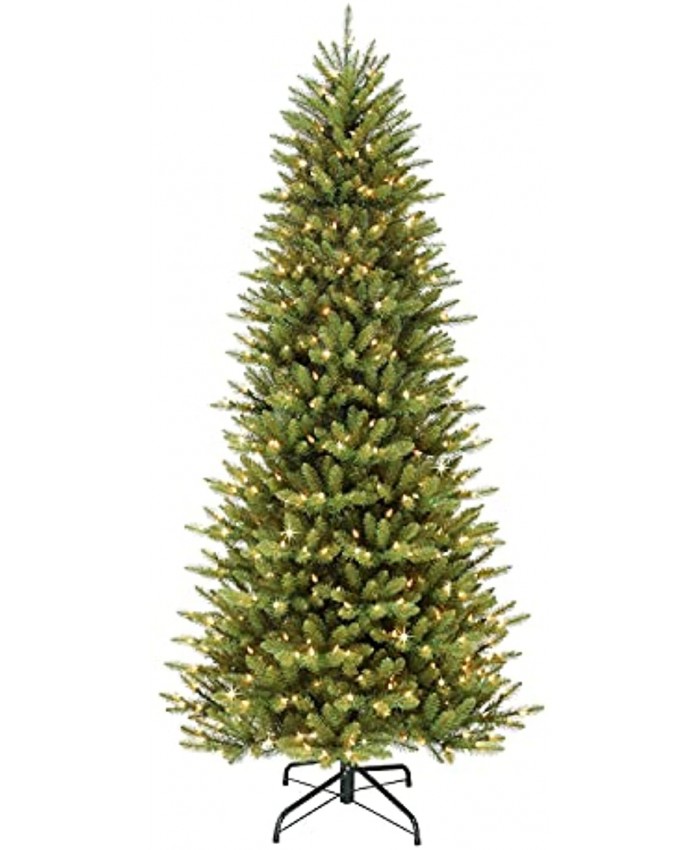 Puleo International 6.5 Foot Pre-Lit Slim Fraser Fir Artificial Christmas Tree with 350 UL Listed Clear Lights Green