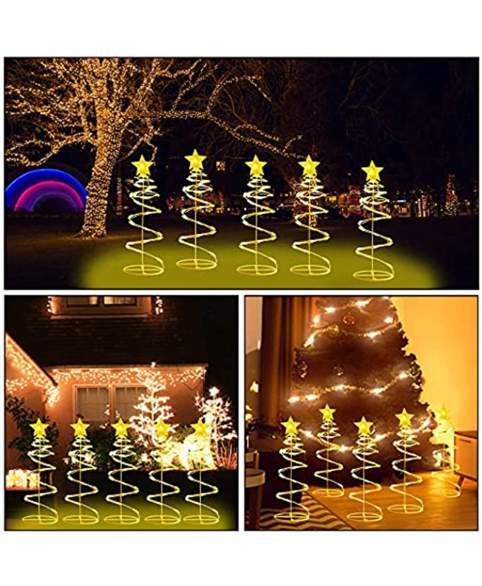 Twinkle Star 5 Pack Lighted Spiral Christmas Tree Decor with Clear 125 Count White Wire Incandescent Lights 18 Inch Tall Xmas Trees Indoor or Outdoor Festive Holiday Decoration