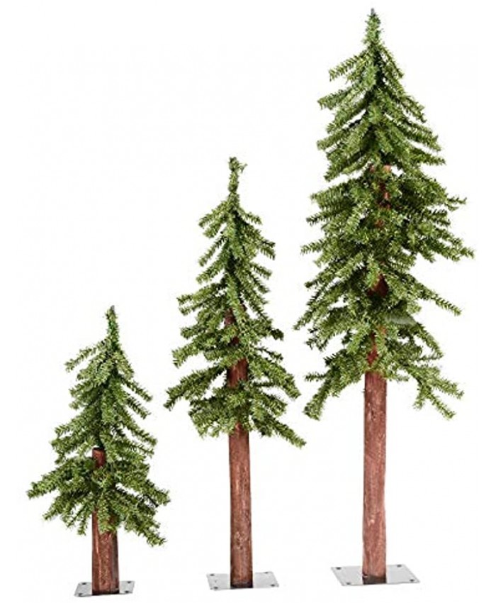 Vickerman 2' 3' 4' Natural Alpine Artificial Christmas Tree Set Unlit Faux Christmas Tree Set Seasonal Indoor Home Decor