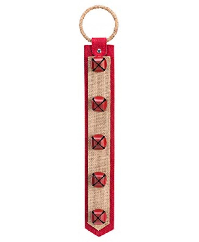 DEMDACO Festive Red Brown Sleigh Jingle Bells 2.5 x 16 Metal Decorative Door Hanger Accessory